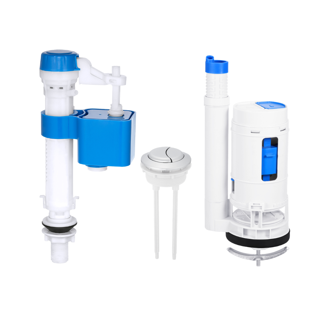 2 inch dual flush toilet tank repair kit with adjustable fill valve top push button and flush valve